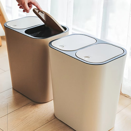 DualCompartment PopUp Lid Trash Can for Kitchen  Bath