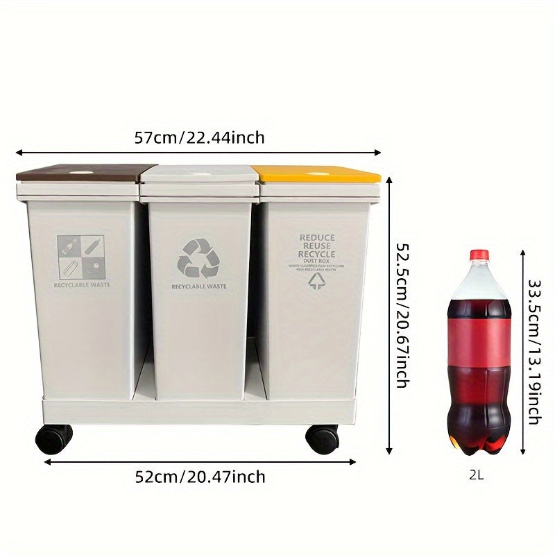 24L40L Dual Compartment Recycling Bin with Wheels