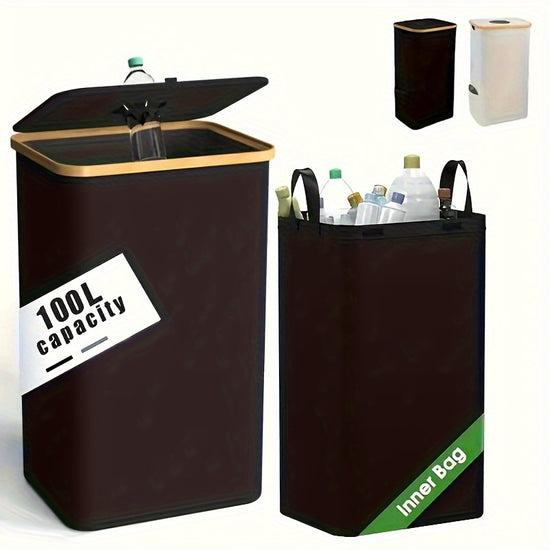 EcoFriendly Foldable Bamboo Recycling Bin 26Gallon